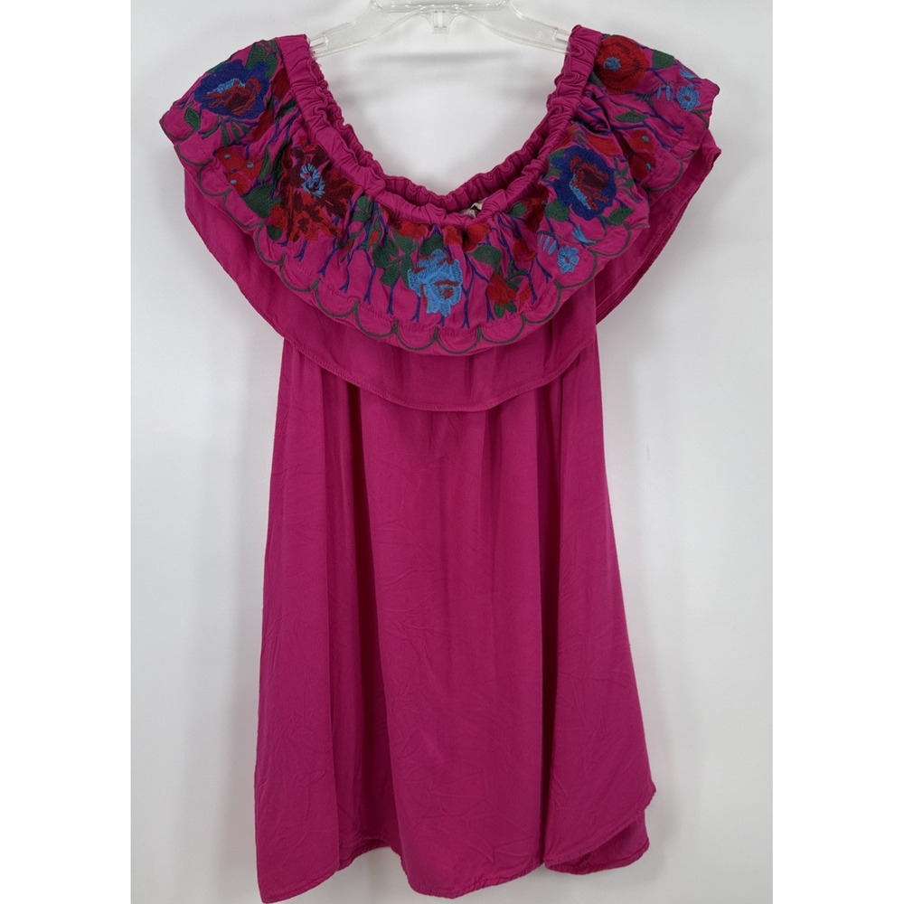 UMGEE USA Top Womens Large Floral Short Flutter Sleeves Tunic Multicolor